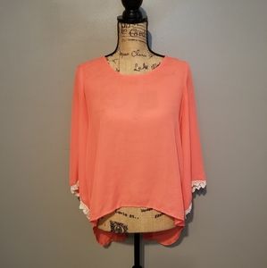 Umgee Coral High-Low Blouse